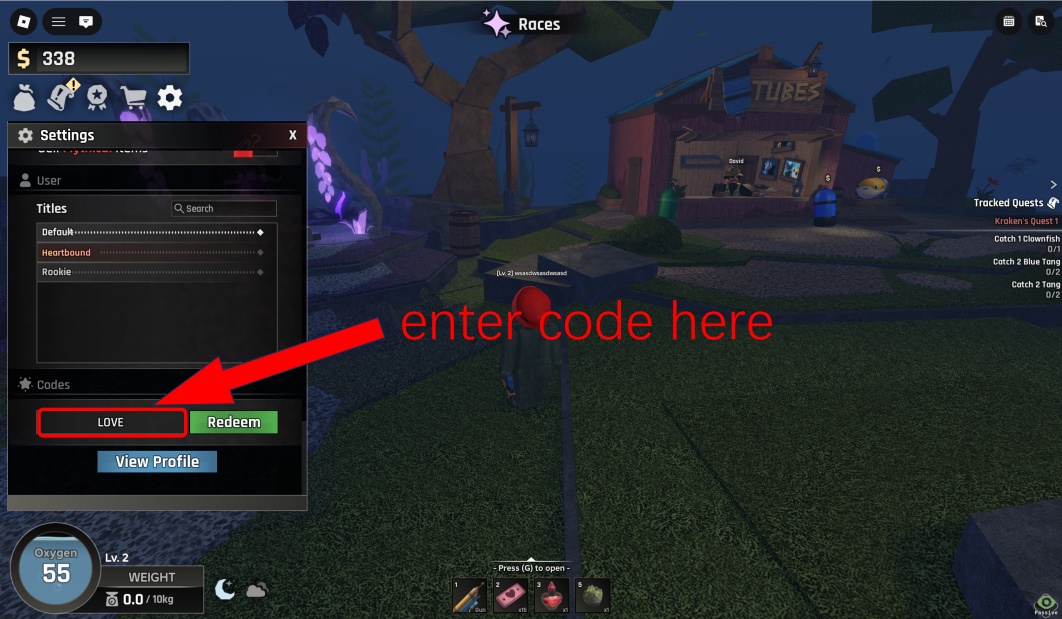 enter code in the Abyss roblox