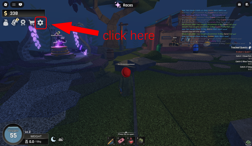 the gear icon in the Abyss roblox